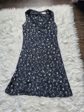 Fox Navy Floral Midi Dress with Cream Vine Print